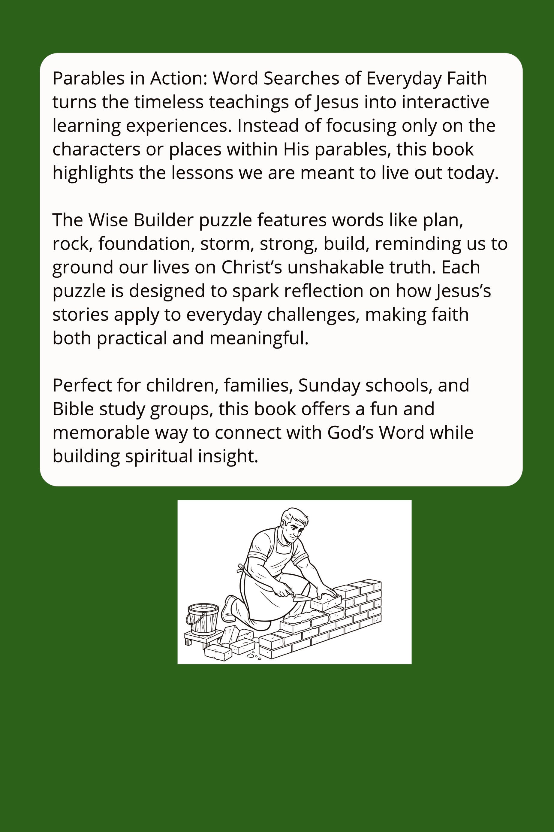 Parables in Action (The Wise Builder Words of Wisdom): Christian Search Words and Puzzle